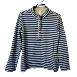 Seasalt Keynote 1/2 Zip Shirt Women 8 Eco Organic Cotton Nautical Stripe Coastal